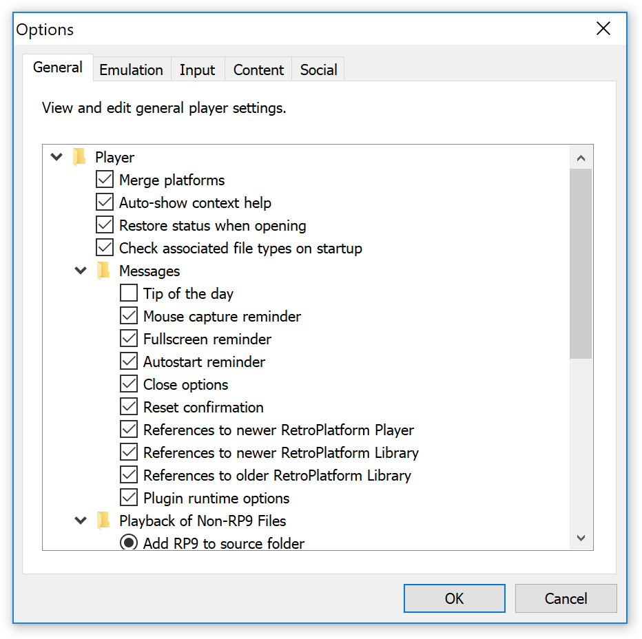 Amiga Forever player - Options dialog