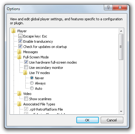 Amiga Forever player - Options dialog