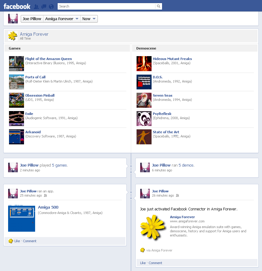 Social Features - Facebook Activity Timeline